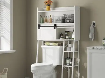 white farmhouse bathroom cabinet