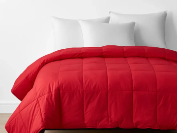 red guest room bedding