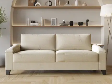 beige sofa for beige and red living room