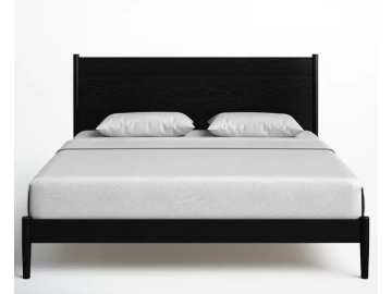 black scandinavian bedroom couple bed