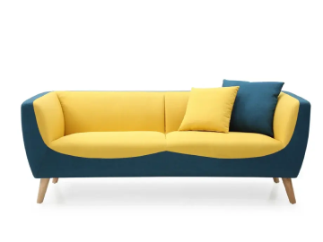 Navy and Mustard Living Room sofa