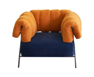 blue and orange armchair