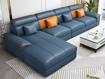 blue and orange sofa