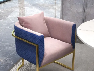 pink and blue armchair