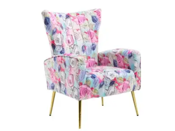 pink and blue pattern arm chair